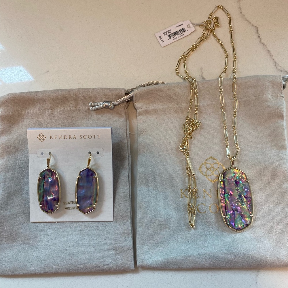 Kendra Scott faceted Elle earrings and Reid necklace set
